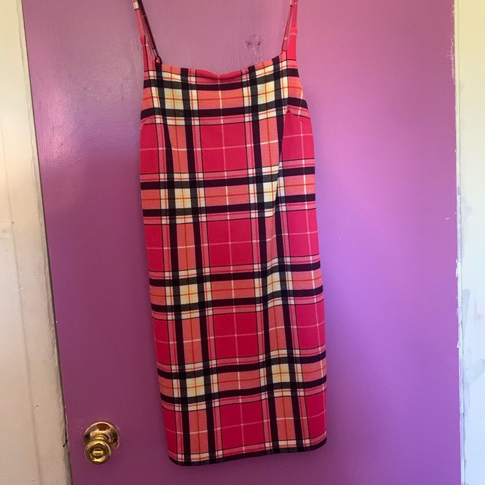 This is a pink striped dress